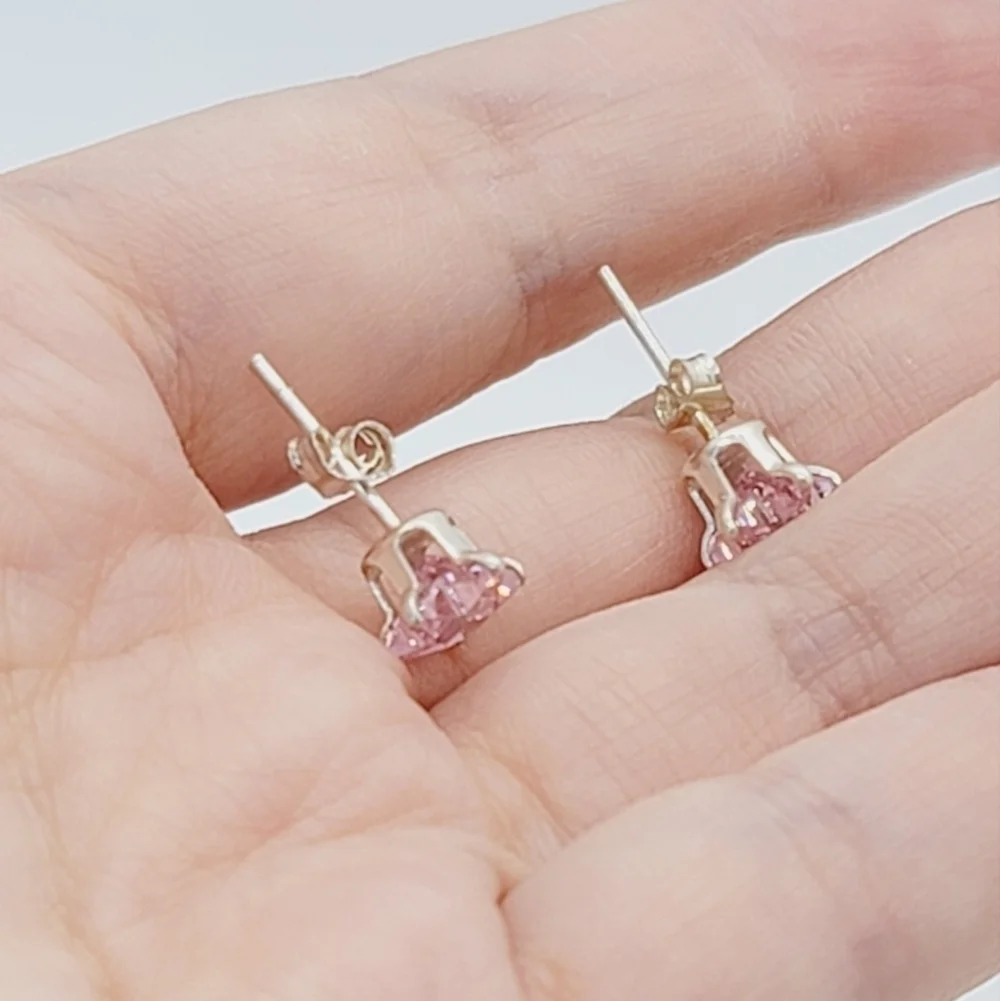 925 Sterling Silver Pink Star Stud earrings